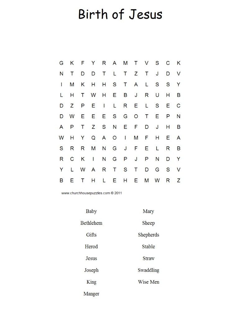 Birth of Jesus word find, Birth of Jesus word search, Jesus puzzle